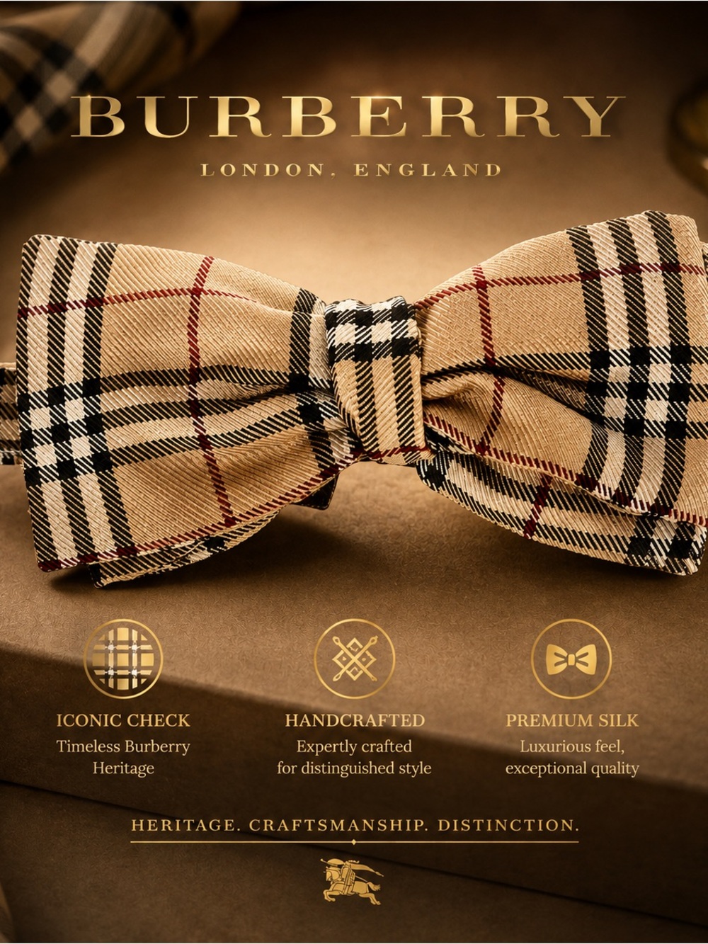 🎁TB HOLIDAY 26’🎁🔥🆕💯CLASSIC NOVA CHECK✨AUTHENTIC ICON BURBERRY SELF TIE BOW TIE🔥